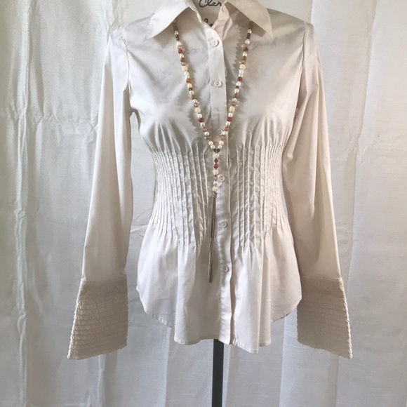 Robert Rodriguez Tops - ROBERT RODRIGUEZ Womens Button Down Shirt Cream